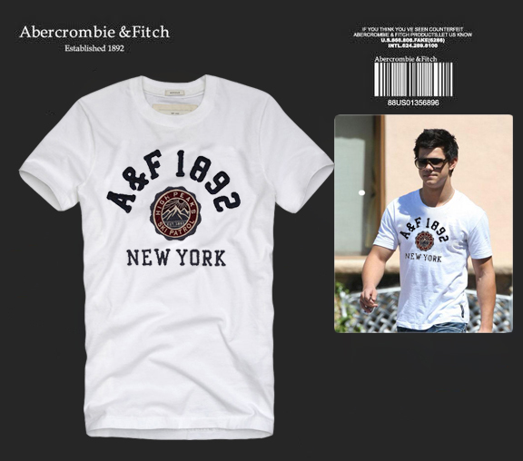 Abercrombie Fitch Hombres De Cuello Redondo Con Gente Fotos Corto Remera AF5662